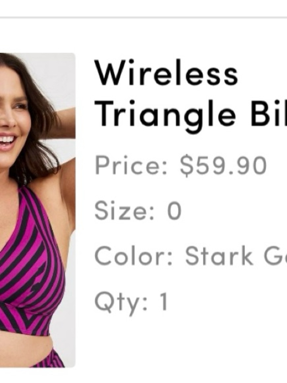 torrid Pink & Black Striped Wireless Bikini Top